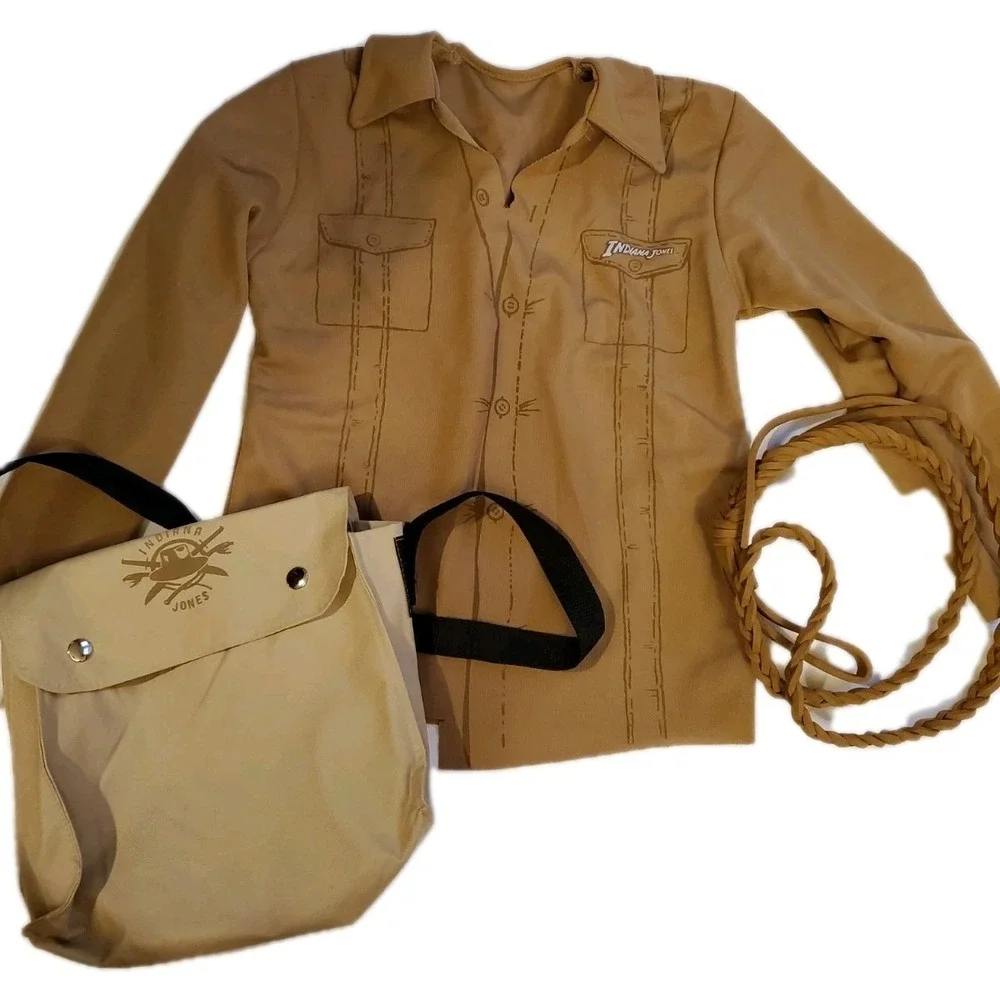 KIDS INDIANA JONES SHIRT Whip And Bag Satchel‎ HALLOWEEN COSTUME ONE SIZE